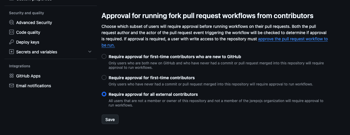 approval settings ui