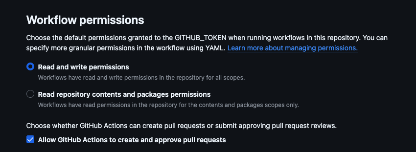 changeset settings