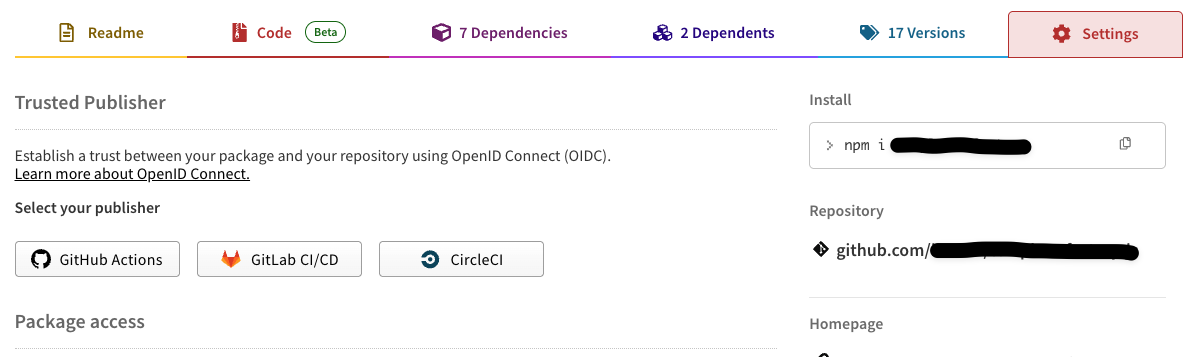 npm settings